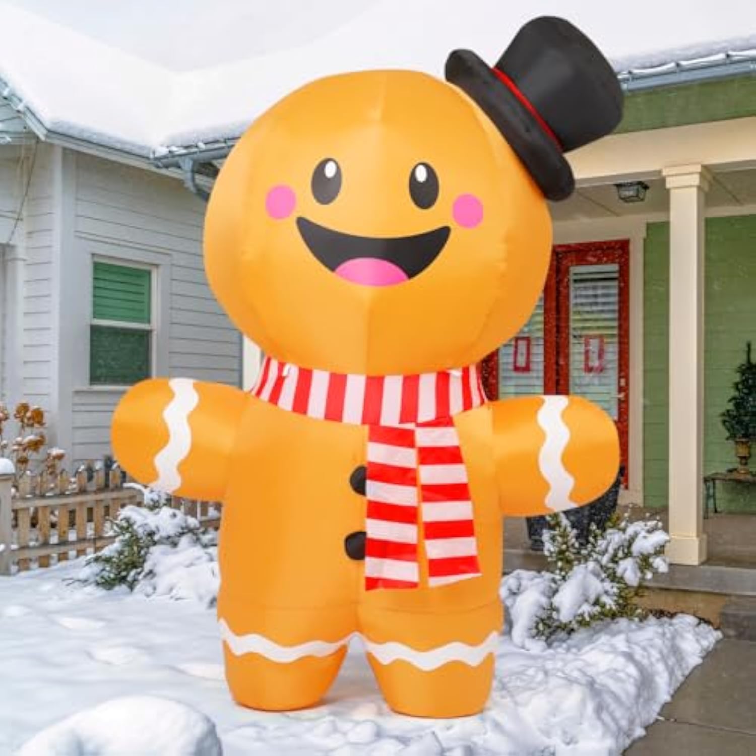 6.2 Ft Christmas Inflatables Gingerbread Man Outdoor Decorations Blow Up Yard Gingerbread Inflatable With Built-In Leds