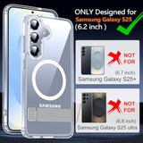 For Samsung Galaxy S25 Case With Kickstand,[Compatible With Magsafe][1*Screen Protector],Military-Grade Protection,Magnetic Phone Case For Samsung Galaxy S25,Clear