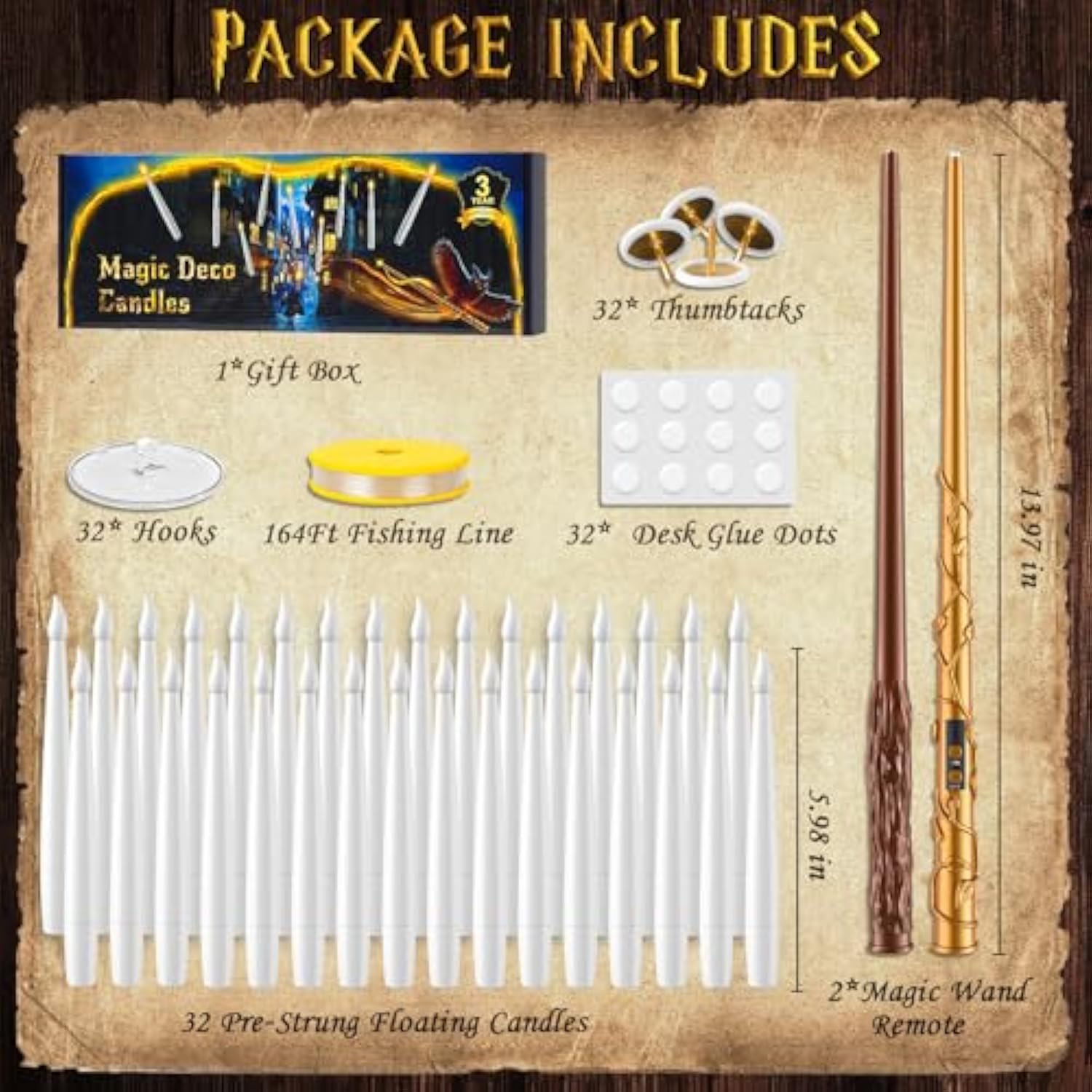 Floating Candles With Wand Halloween Decorations: 32 Pcs Magic Hanging Floating Flameless Candles With Remote For Halloween Christmas Tree Birthday Parties Indoor Outdoor Wall Decor