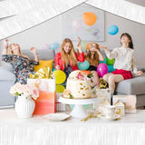 3 Pack 10 Ft Macaron White Foil Fringe Garland Metallic Streamers Tinsel Banner Wall Hanging Garland Backdrop For Parade Floats, Halloween, Christmas, Thanksgiving, New Year Party Decorations