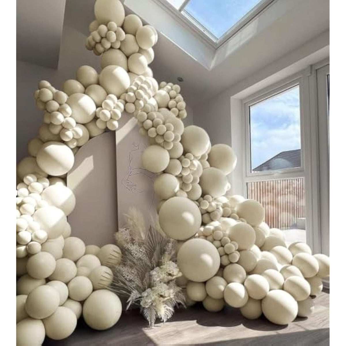 Double Stuffed White Sand Balloons Different Sizes 18In 12In 5In Light Grey Pastel Balloon Garland Kit Off White Balloon Arch For Birthday Baby Shower Bridal Wedding Neutral Boho Theme Party