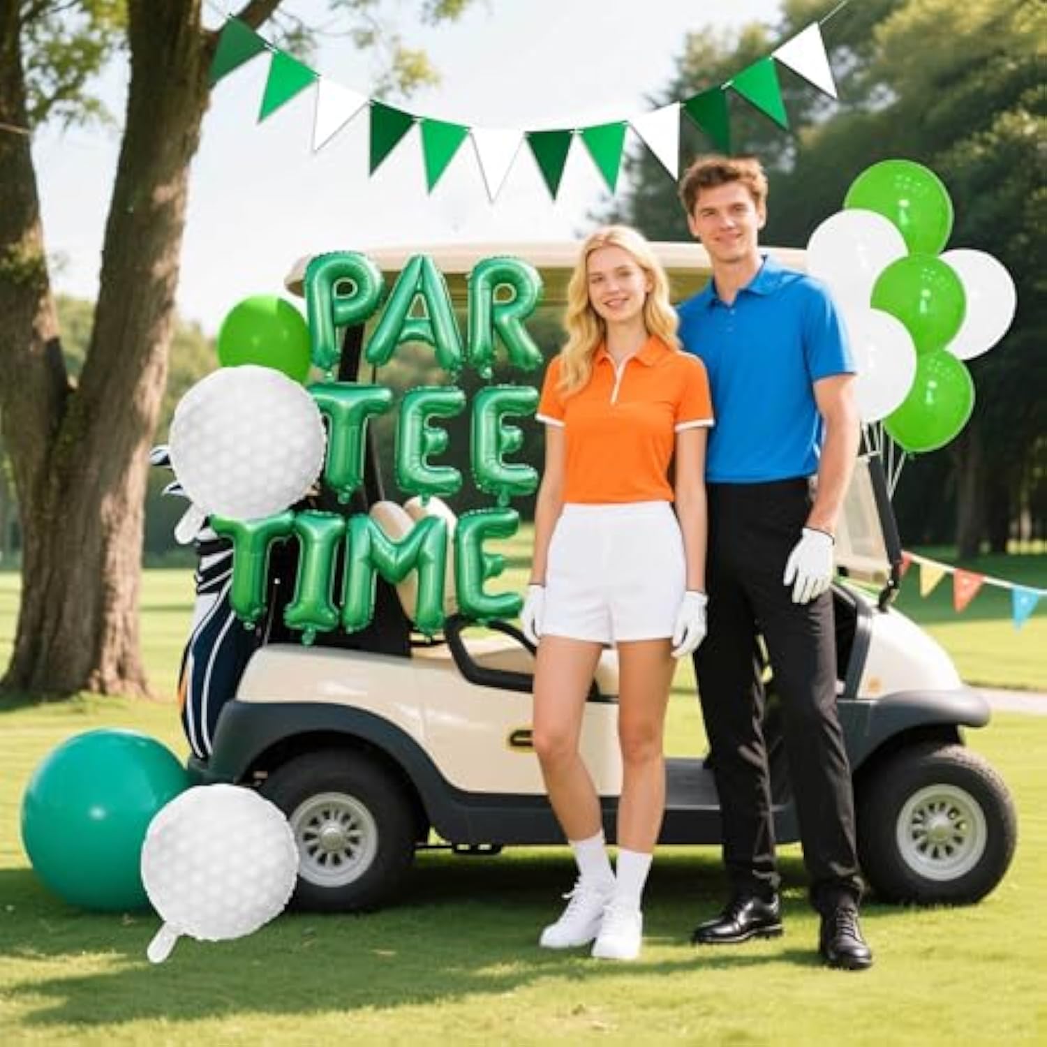 Let'S Partee Time Golf Party Decorations Golf Balloons Banner Sport Themed Party Supplies Pink Balloons For Womens Birthday Baby Shower Bridal Shower Retirement Party