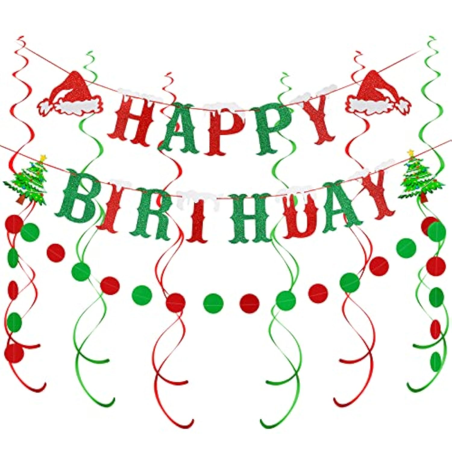 Red And Green Glitter Merry Birthday Banner Merry Christmas Birthday Banner Xmas Birthday Banner For Christmas Birthday Party Decorations