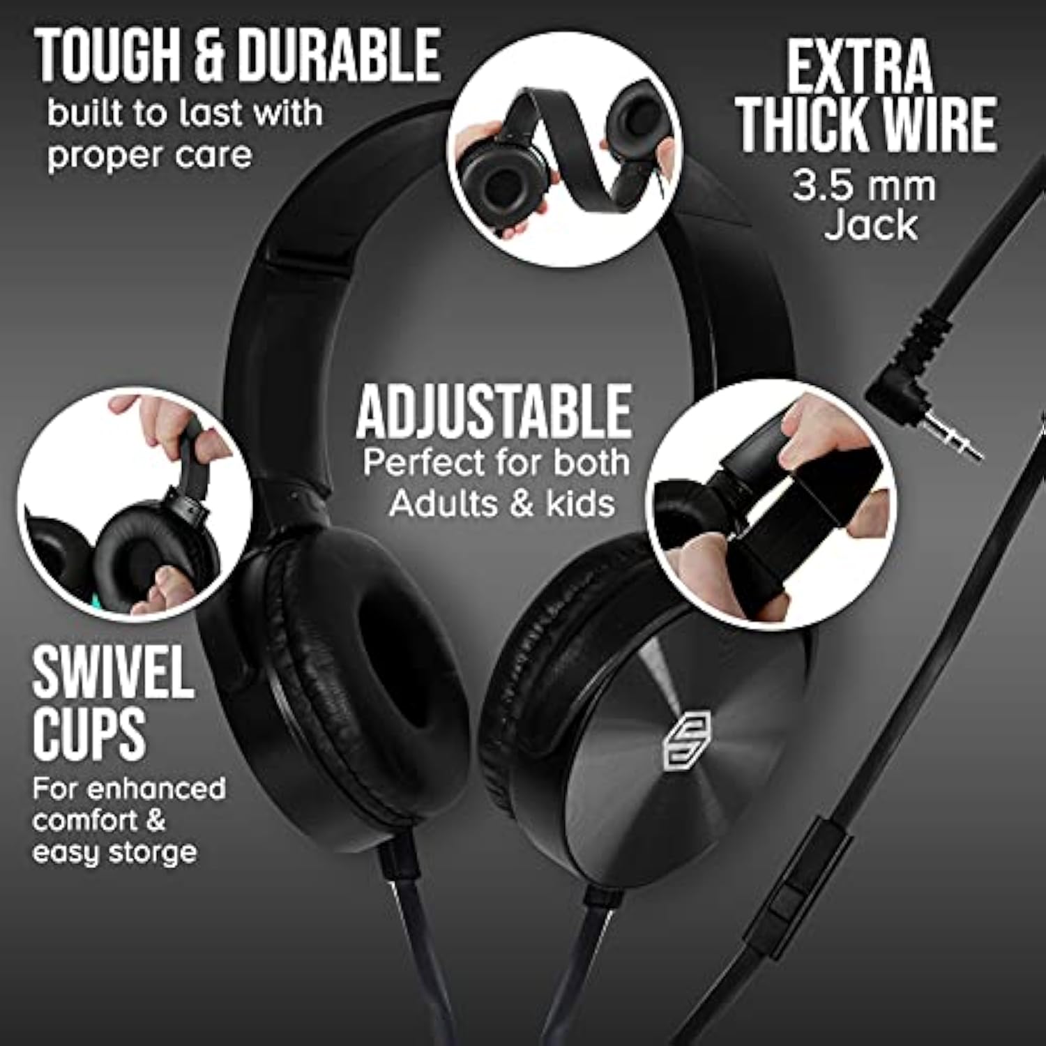 Classroom Headphones-Bulk 10-Pack, Student On Ear Comfy Swivel Earphones For L