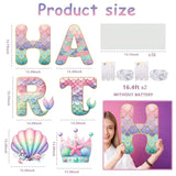 Happy Birthday Yard Sign With Led Lights, Mermaid Birthday Yard Signs Outdoor, 18 Pcs Large 16? Lawn Signs With Stakes, Weatherproof Birthday Party Decorations For Yard & Garden