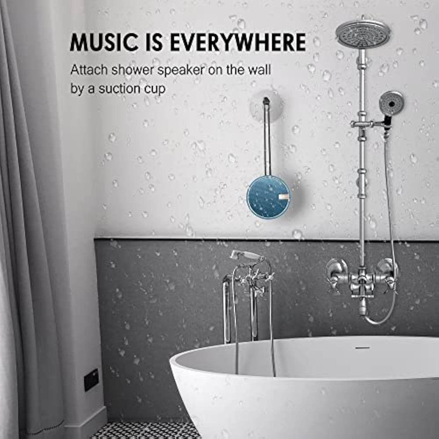 C12 Ipx7 Waterproof Shower Bluetooth Speaker, Portable Small Speaker, Speakers Bluetooth Wireless Loud Clear Sound Support Tf Csuard Ction Cup For Outdoor Kayak Canoe Beach Gift (Navy)