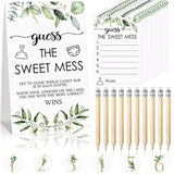 67 Pcs Guess The Sweet Mess Dirty Diaper Baby Shower Game Includes Guess The Sweet Mess Sign 50 Small Cards 10 Pencils And 6 Number Stickers For Baby Shower Game Gender Reveal Party(Leaves)