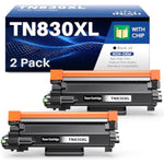 Compatible Tn830Xl Toner 2-Pack Replacement For Brother Tn830Xl Tn-830 Tn830 Toner For Dcp-I2640Dw/Hl-L2460Dw/Hl-L2405W/Mfc-L2820Dw | 3,000 Page Yield | Smart Chip Recognition