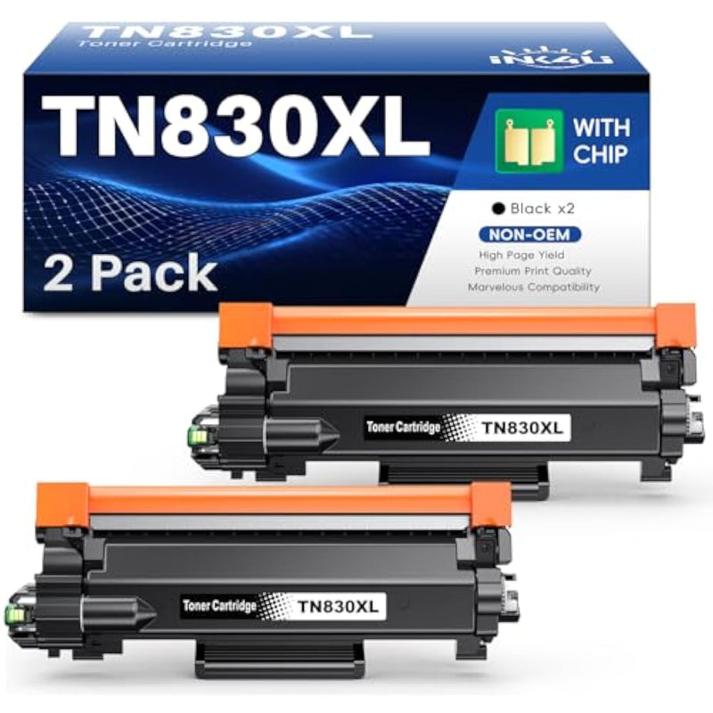 Compatible Tn830Xl Toner 2-Pack Replacement For Brother Tn830Xl Tn-830 Tn830 Toner For Dcp-I2640Dw/Hl-L2460Dw/Hl-L2405W/Mfc-L2820Dw | 3,000 Page Yield | Smart Chip Recognition