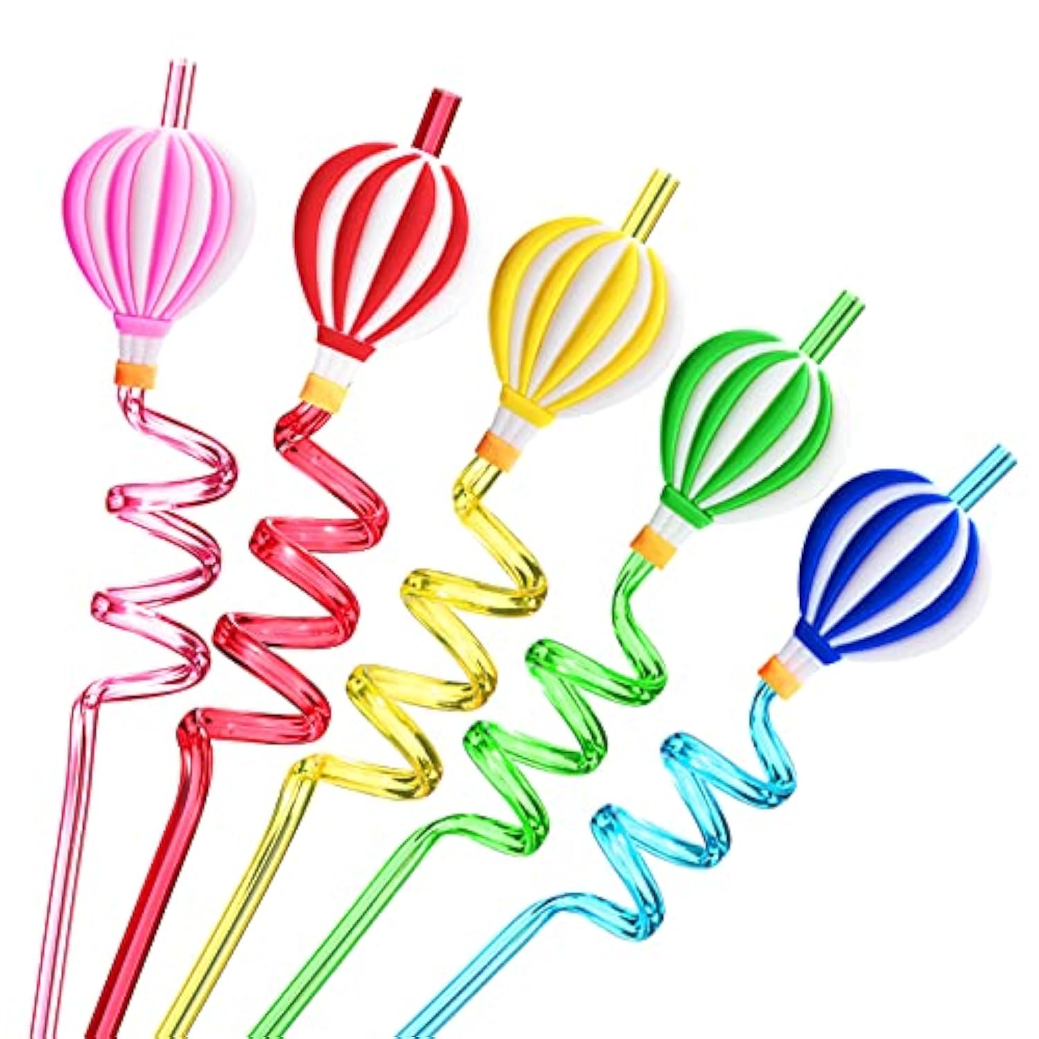 25 Hot Air Balloon Drinking Straws With 2 Pcs Straws Cleaning Brush For Birthday Party Supplies Favors Girl Baby Shower Decorations