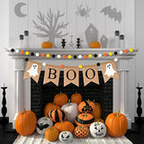 Halloween Boo Burlap Banner: Ghost & Felt Ball Garland - 2pcs