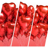 10 Pcs 18 Inch Heart Love Bunch Foil Balloon,Helium Support Valentines