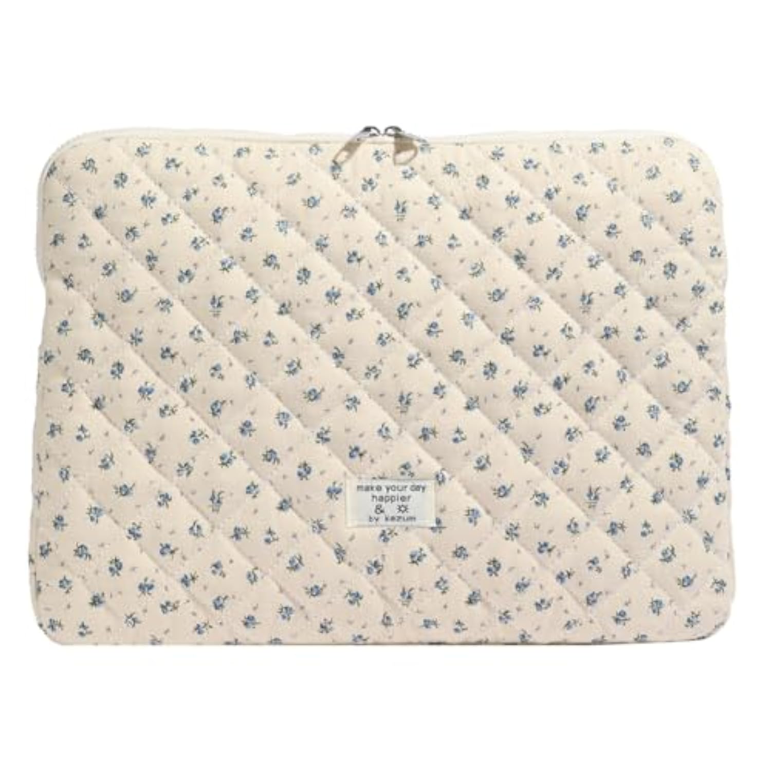 Cute Laptop Sleeve 13-15 Inch Laptop Accessories Aesthetic Quilted Computer Bag With Flower Puffy Printing For Macbook