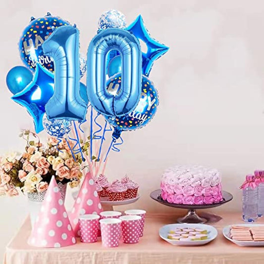 Balloons, 11 Pcs Foil Balloons 11 Year Old For 11Th Birthday Party Supplies Decoration? Confetti Balloon Kids Party Balloons Birthday Party Supplies 11 Years Old Birthday Balloon For Kids (11Th, Blue)