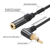 CableCreation 3.5mm Headphone Extension Cable 3FT/0.9M, Right Angle 3.5mm Male to Female Audio Stereo Cable with Silver-Plating Copper for iPhones, iPad, Beats, PS4 Headset, Home/Car Stereos, Black