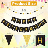Happy Retirement Banner, Black and Gold Retirement Party Pennant Banner Docorations for Office Farewell Party Men Women