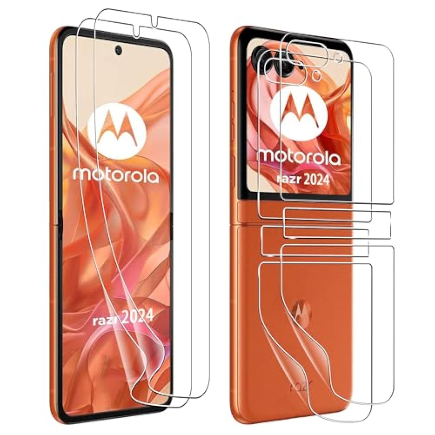 For Motorola Moto Razr 2024/2025 Screen Protector, [2+2 Pack]Inner Screen Flexible Film+Back Screen Protector(Soft Tpu),No Bubbles,Anti-Scratch,Case Friendly
