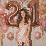40 Inch Big Rose Gold Foil Mylar Number Balloons For Women 21St Birthd