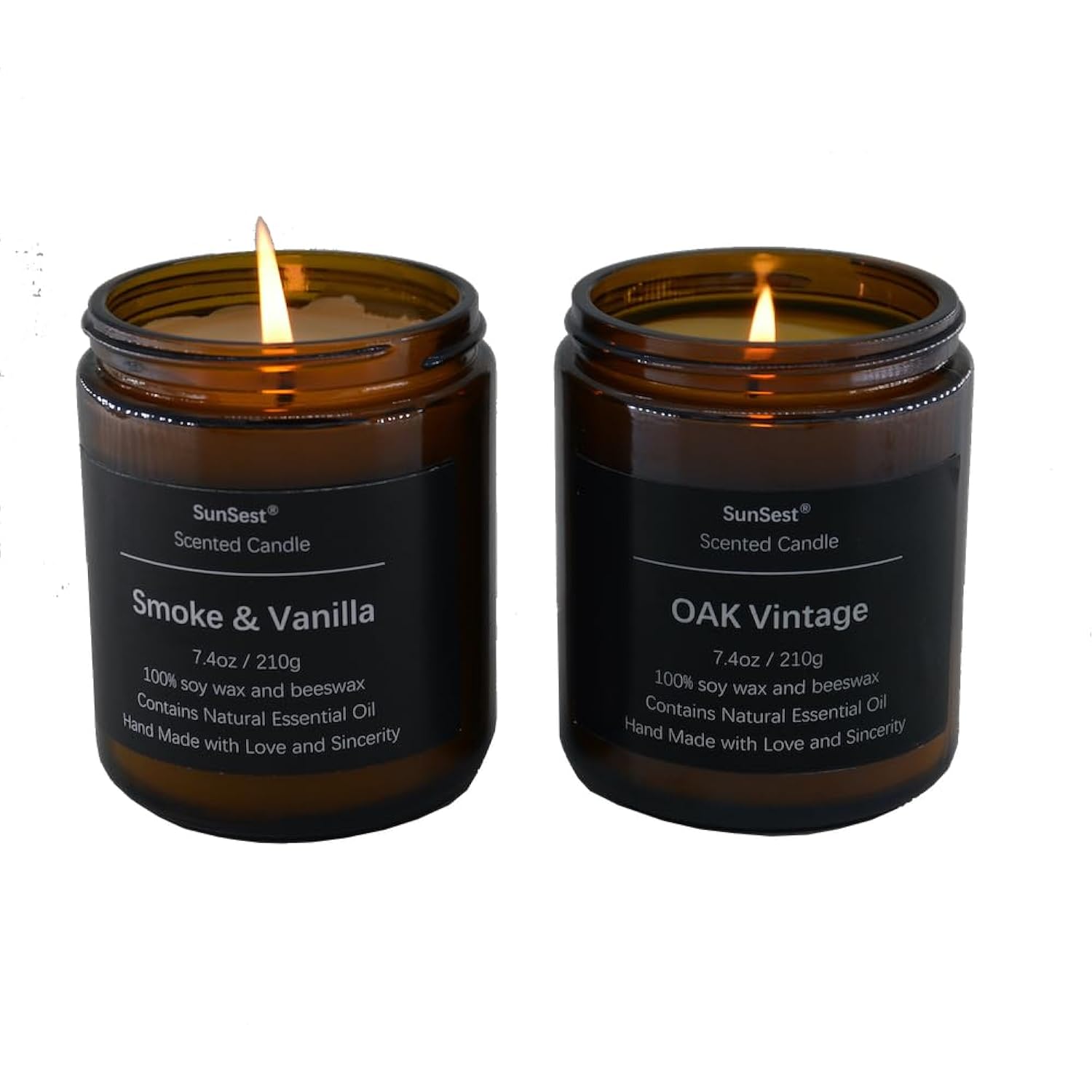 2 Pack Candles, Scented Jar Candle, Gifts For Women And Men, Natural Soy Wax, Long Lasting, Stress Relief, Gifts For Birthday, Valentine, Thanksgiving, Smoke/Vanilla/Oak/Vintage