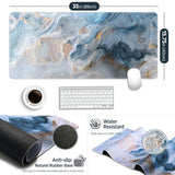 Large Gaming Mouse Pad, Extended Xxl, (35.4X15.7X0.11 In), Long Non-Slip Rubber Base Mousepad, Stitched Edges, Waterproof Keyboard Desk Mat For Game, Work, Office, Home Decor (Deep Blue Ocean)