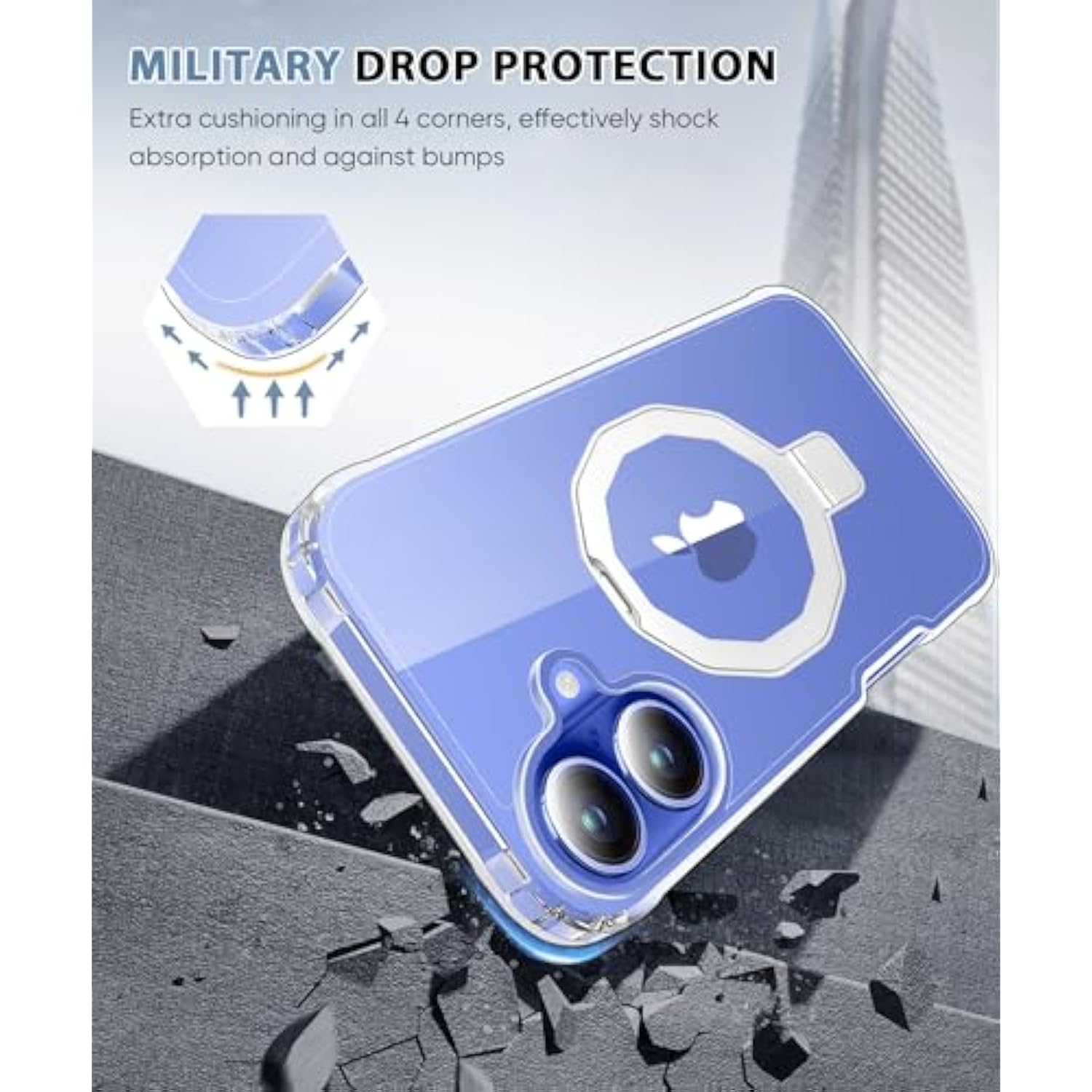 For Iphone 16 Plus Case, With Screen Protector + Camera Lens Protector, Built-In Seamless Stand, [Compatible With Magsafe] Protective Shockproof Phone Case, Cover For Iphone 16Plus - Clear