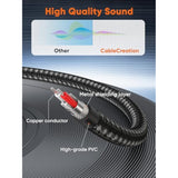 CableCreation RCA to 1/4 Cable, Dual 1/4 inch TS to Dual RCA Stereo Audio Interconnect Cable, Gold Plated Copper Shell 2X 6.35mm 1/4 inch Male TS to 2 RCA Male, 6FT