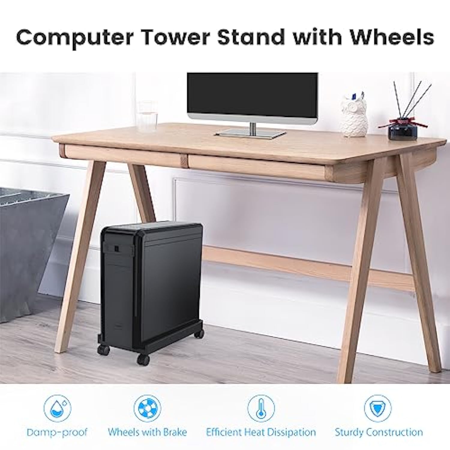 Computer Tower Stand, ORICO Mobile CPU Holder with Protective Sides and 4 Cast