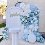Dusty Blue White Balloons Set, 50Pcs 12 Inch Dusty Baby Blue Balloons Blue Sand White Balloon For Baby Boy Shower Bridal Shower Birthday Wedding Party Decorations