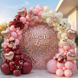 Burgundy Pink Balloon Arch Kit Birthday Decorations, 131 Balloons