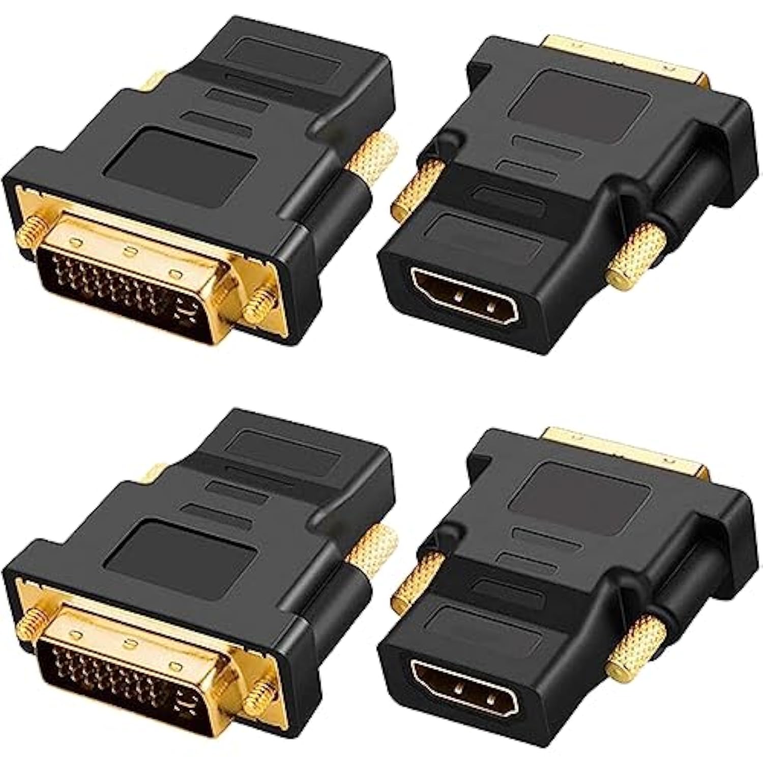 Gold-Plated Hdmi To Dvi Adapter, Bi-Directional Dvi Male (24 + 5) To Hdmi Fema