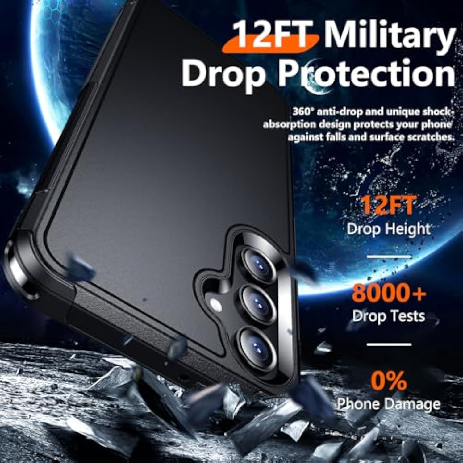 Designed For Samsung Galaxy A16 5G Case, [Military Grade Drop Protection] Non-Slip Heavy Duty Full Body Shockproof Protection Phone Case Galaxy A16 5G Case,Black