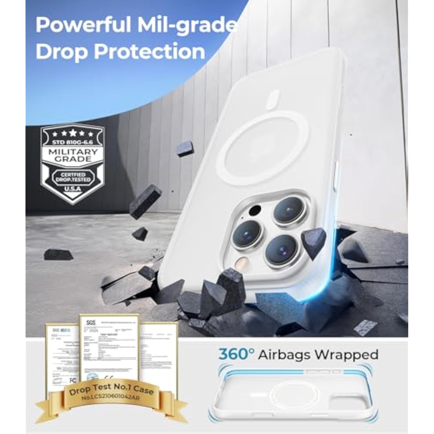 Magnetic Case For Iphone 16 Pro Max With Camera Control [Compatible With Magsafe][Anti-Slip] - Slim 16 Pro Max Case Military Grade Drop Protection Shockproof Phone Cover, Stainguard White