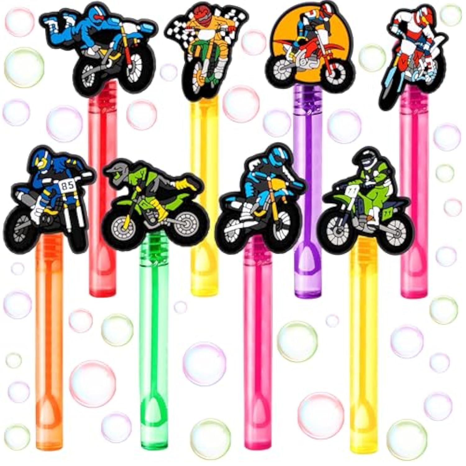 Dirt Bike Party Favors For Kids – 24Pcs Motocross-Themed Bubble Wands, Great For Birthday Supplies, Pinata Fillers, Goodie Bags & Classroom Rewards