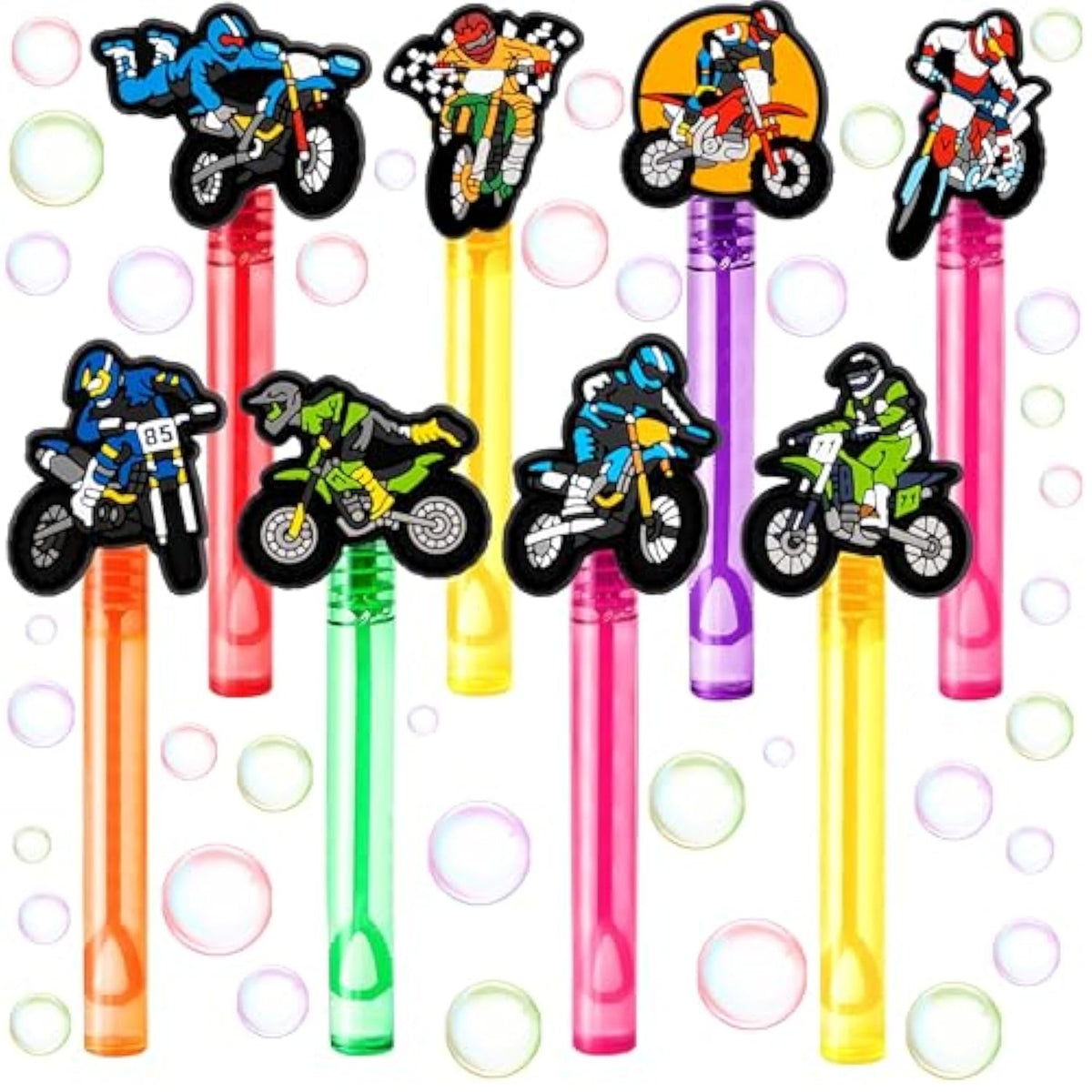 Dirt Bike Party Favors For Kids – 24Pcs Motocross-Themed Bubble Wands, Great For Birthday Supplies, Pinata Fillers, Goodie Bags & Classroom Rewards