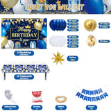 149PCS Blue & Silver Birthday Decor Kit – Includes Backdrop, Balloon Arch, Tablecloth and Banner