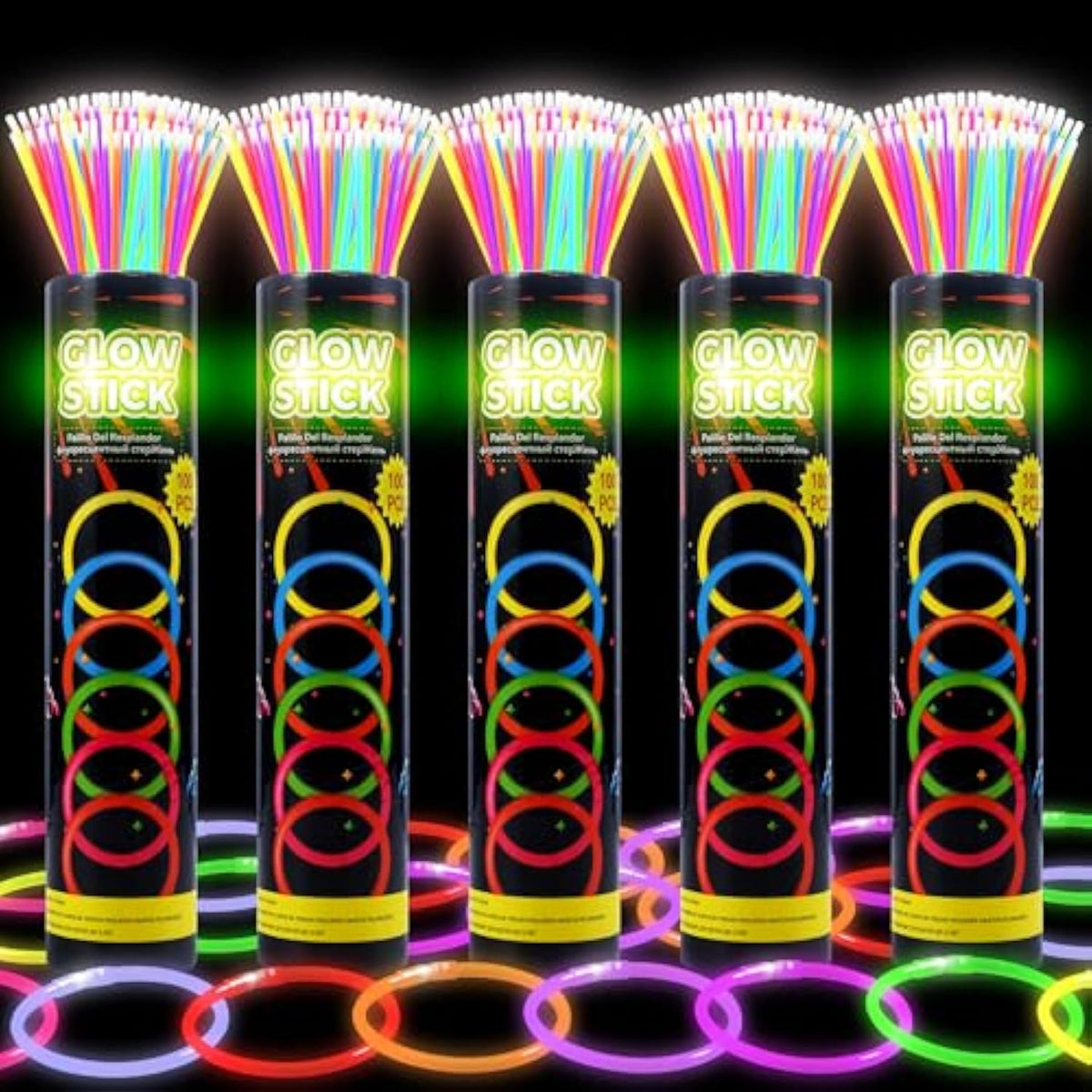 500 Ultra Bright Glow Sticks,8" Glow Sticks Bulk,Glow Sticks Bulk Party Pack,Glow Sticks For Kids,Glow In The Dark Party Supplies,Glowsticks Party Favors With Bracelets And Necklaces