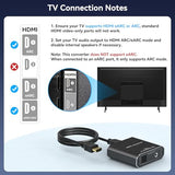 HDMI ARC Audio Extractor 192KHz Just Work for HDTV ARC to Optical/RCA Audio Converter RCA to 3.5MM AUX+Toslink Output Suitable for Soundbar Speaker
