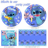 Stitch Party Supplies, 16 Plates, 20 Napkins And 1 Tablecover For Stitch Birthday Party Decorations