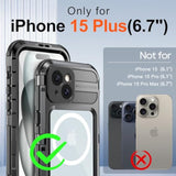 Iphone 15 Plus Waterproof Shockproof Case With Screen Protector 6.7 Inch Black