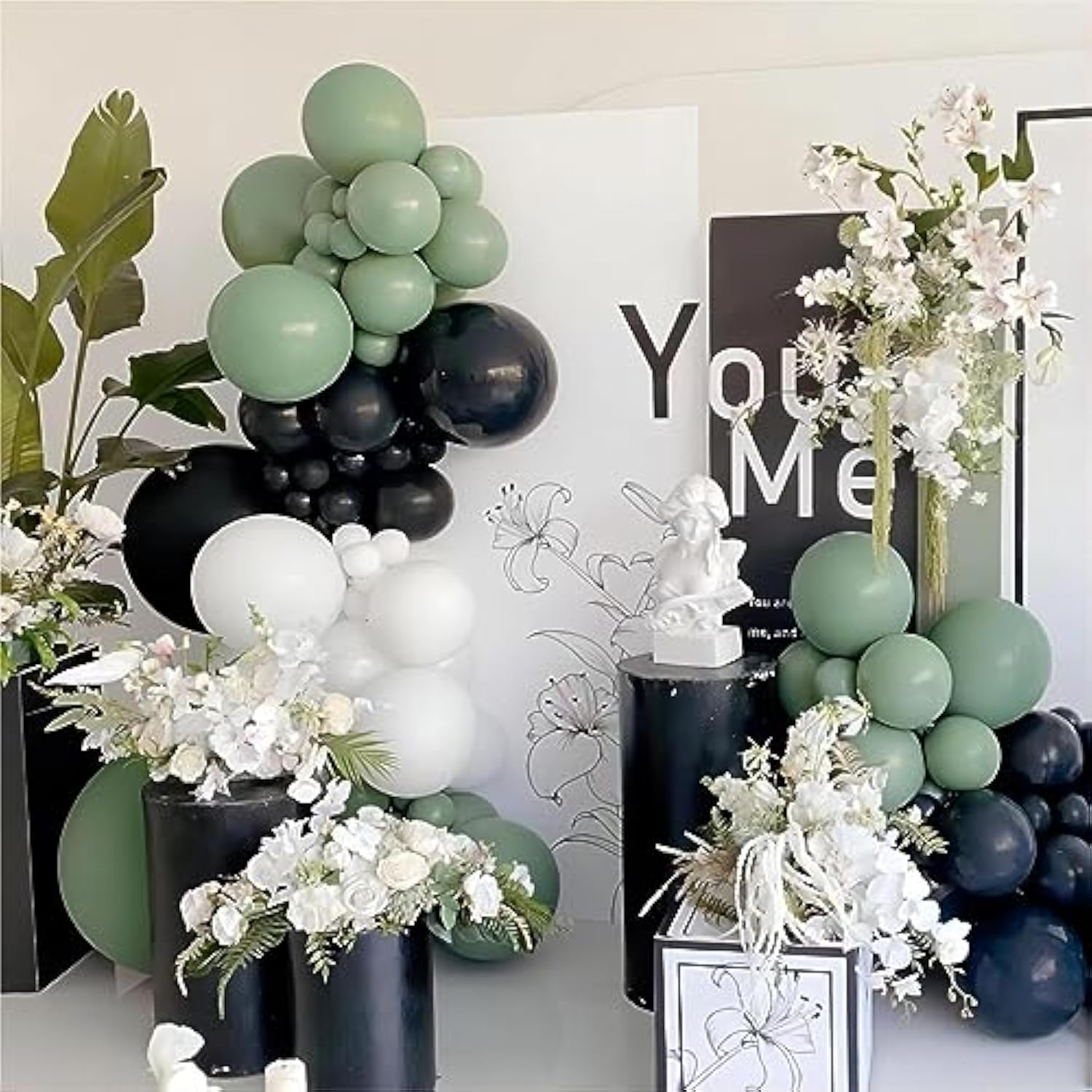 Sage Green Balloon Arch Kit: 150 Piece Party Garland - Baby Shower, Jungle Theme