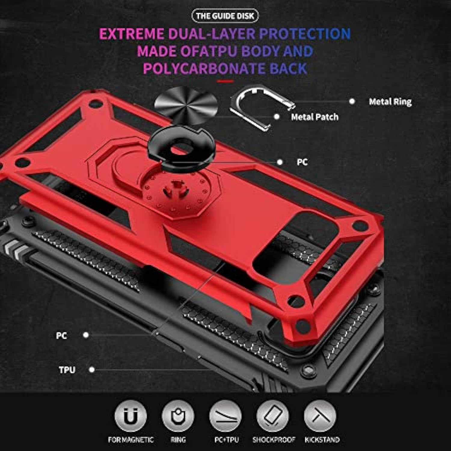 Samsung Galaxy S8 Case, Samsung S8 Phone Case, Military Grade Protective Cases With Ring For Samsung Galaxy S8 (Red)