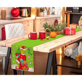 Merry Christmas Table Runner Xmas Winter Holiday Believe Theme Party Decoration Green Elf Home Kitchen Dining Room Decor 72Inches Long