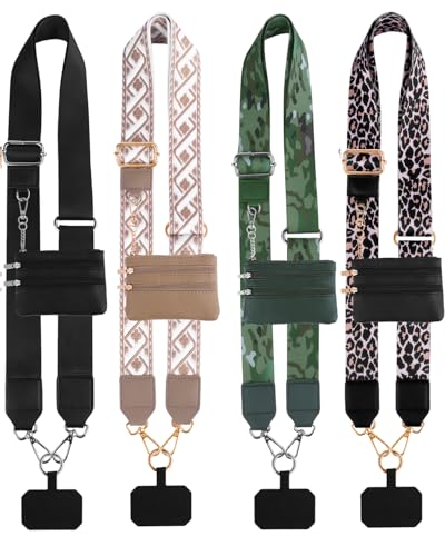 Clip and Go Strap for Phone with Wallet Crossbody, Phone Lanyard Adjustable Phone Strap with Zippered Pouch, Anti Theft Cellphone Lanyard with Purse,