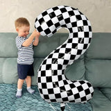 40-Inch Checkered Number 9 Balloon Large Racing Flag Decor for 9th Birthdays