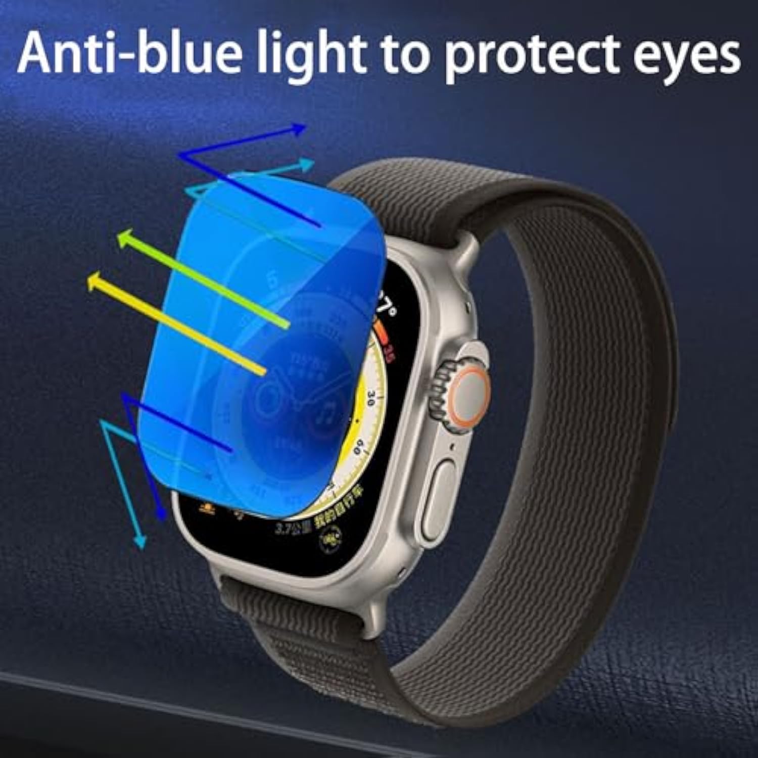 3 Pack Anti-Blue Privacy Tempered Glass For Apple Watch Ultra 2 / Watch Ultra 49Mm Mirror Anti-Spy Screen Protector Anti-Peep Film Electroplated Blue