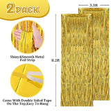 2 Pack Gold Foil Fringe Backdrop Curtains, Tinsel Streamers Birthday Party Decorations, Fringe Backdrop For Graduation, Baby Shower, Gender Reveal, Disco Party