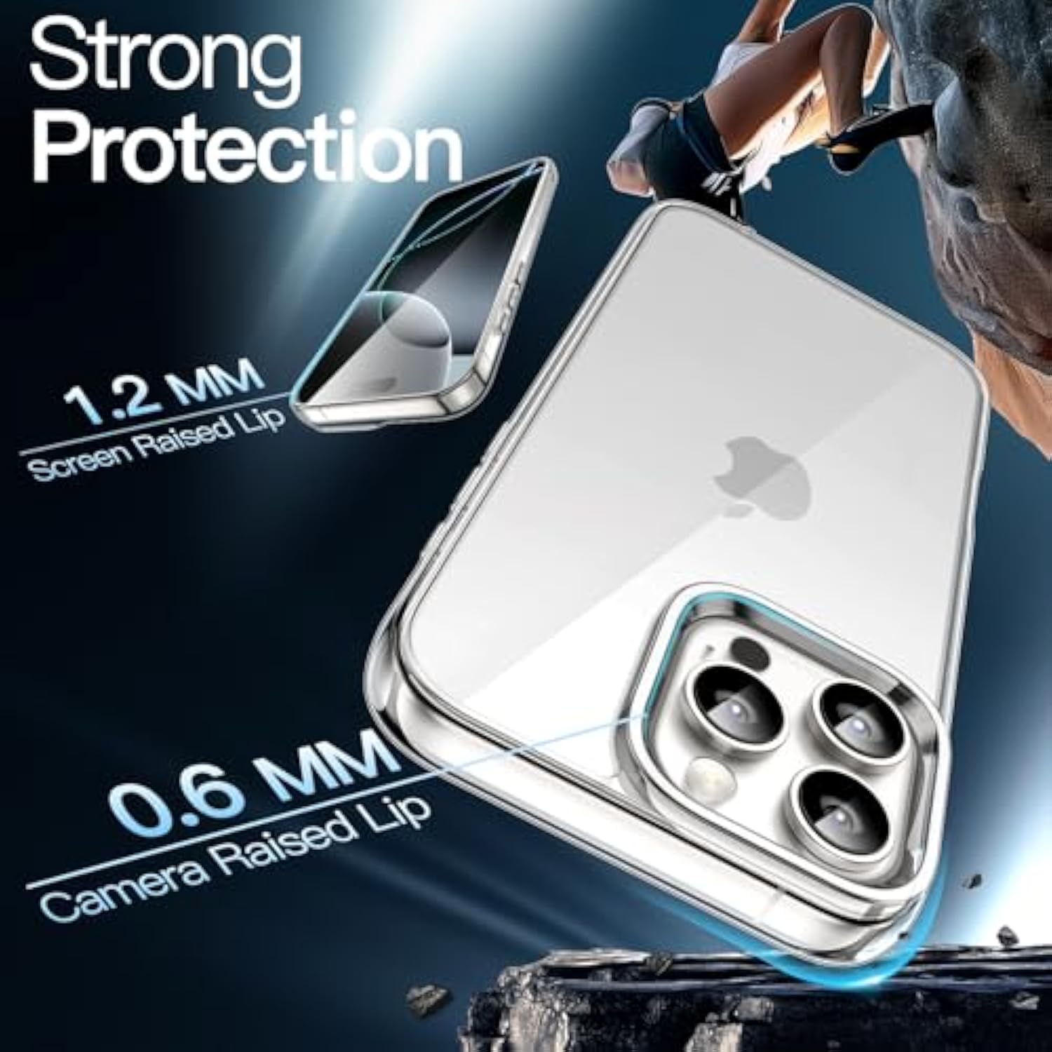 JETech Case for iPhone 16 Pro 6.3-Inch, Non-Yellowing Shockproof Phone Bumper Cover, Anti-Scratch Clear Back (Clear)