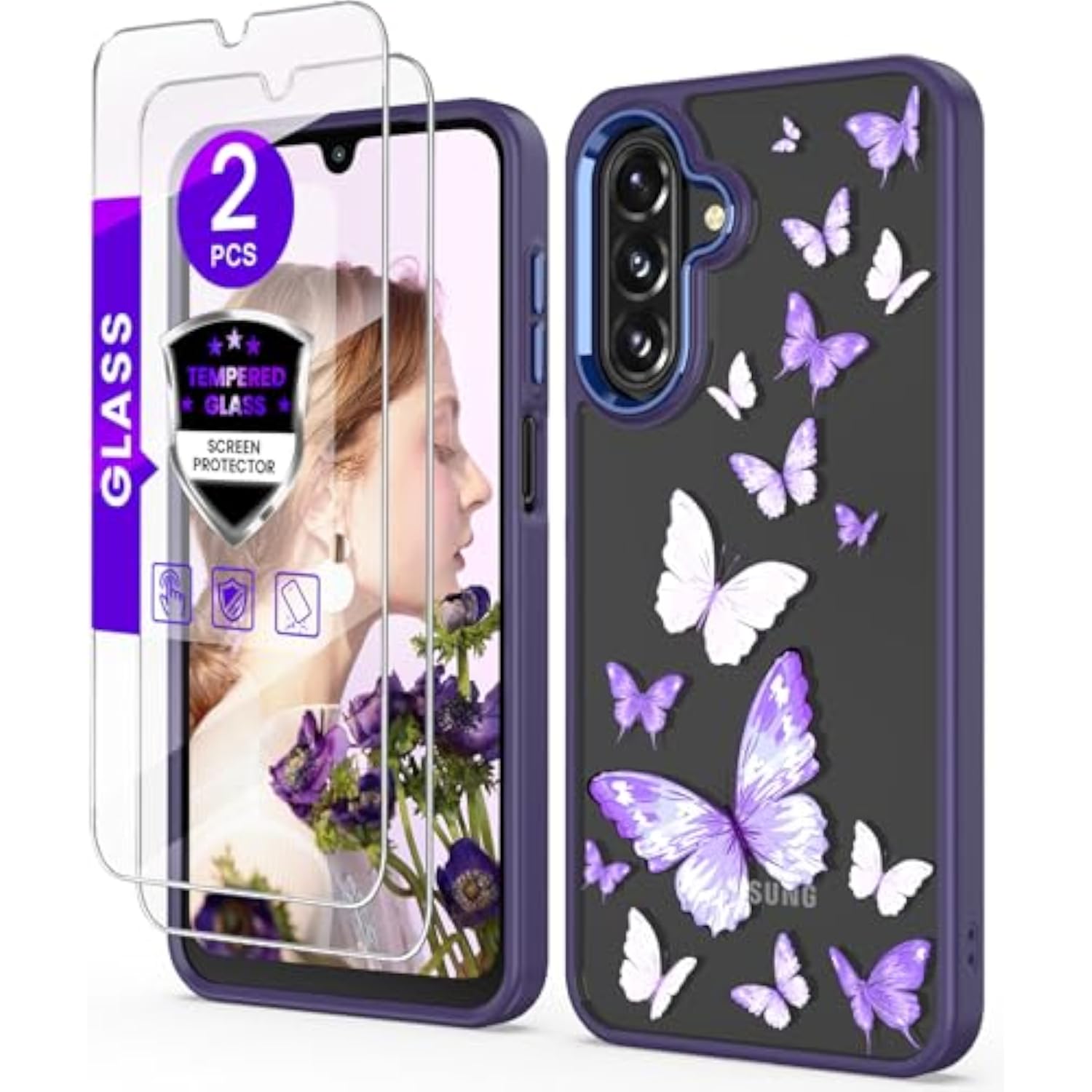 Clear Crystal Flower Pattern Phone Case for Samsung Galaxy A17 and A18