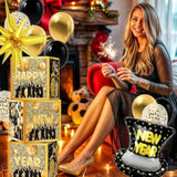 Black Gold Confetti 22In Happy New Year Star Foil Balloons 2026