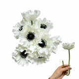 8 Stem 13" Artificial Flowers Poppy Flowers With Stems,Real Touch Anemone Pu Fake Wild Flowers Bulk For Kitchen Table Centerpiece Vase,Wedding Bouquets For Bride Bridesmaid Backdrop Arch Wall (White)